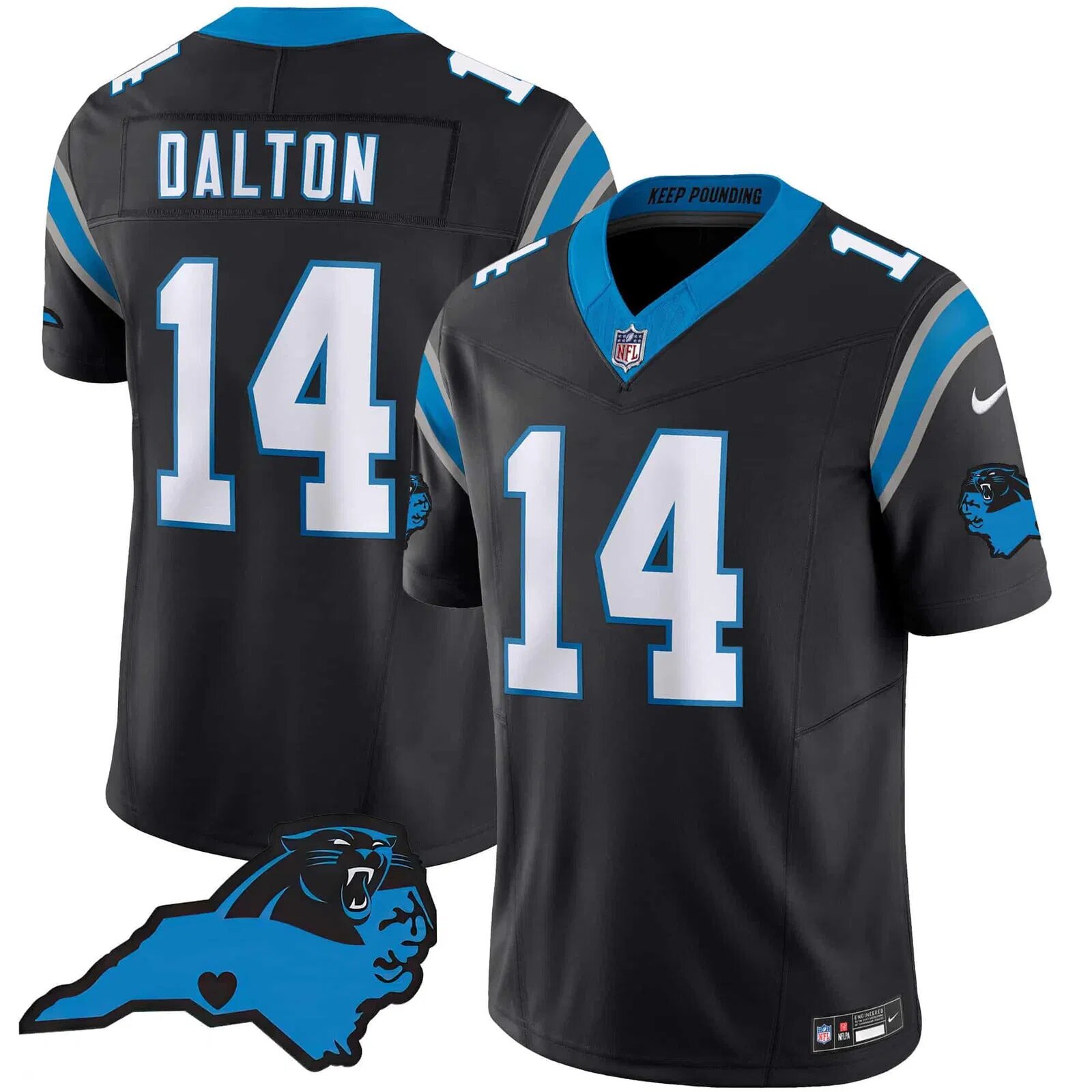 Men Carolina Panthers #14 Dalton Black 2024 Nike Vapor Limited NFL Jersey style 1
